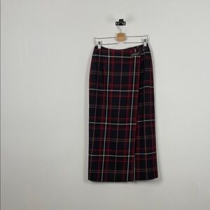 Charter Club Tartan Academia Preppy Wool Blend Plaid Women's 10 Wrap Maxi Skirt